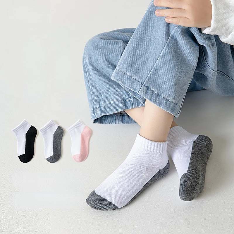 5 Pairs/lot Baby Girls Socks Spring Summer School Students Socks Cotton Soft Comfortable Kids Boys Socks Children Ankle Socks