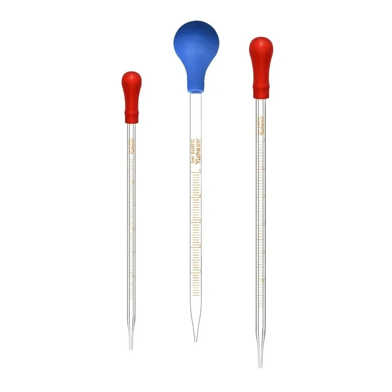 Glass Graduated Pipette Dropper 0.5ml/1ml/2ml/3ml/5ml/10ml Scaled Transfer Pipette with Rubber Head 1pcs
