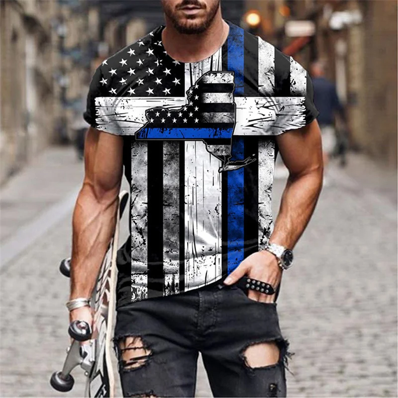 

Lana Del Rey Summer New Mens Oversized Vintage Short Sleeve T Shirts Cross Striped Print O Collared Tshirts Y2K Camiseta Hombre