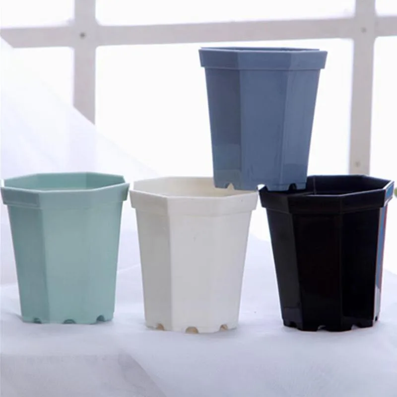 Description Picture 4 of itemPlastic Octagon Flower Pots Plant Nursery Pot Modern Home Window Balcon Office Desk Decoration Succulent Planter Garden Bonsai