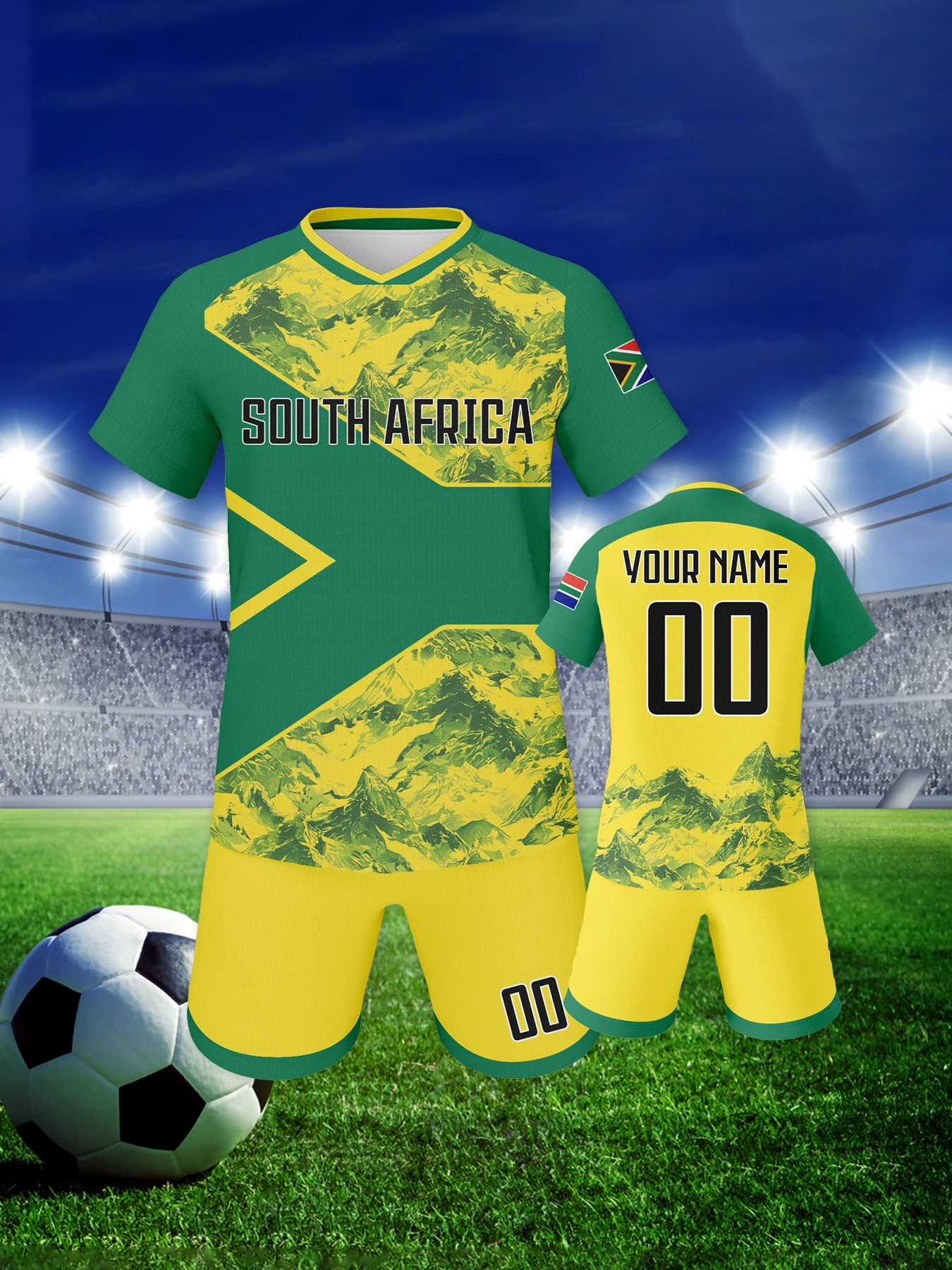 boy's custom south africa soccer kit personalized football set with name & number, breathable national team training uniform Boy's Custom South africa Soccer Kit Personalized Football Set with Name & Number, Breathable National Team Training Uniform 3