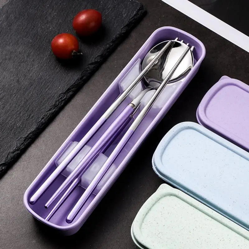 304 Portable Cutlery Set Dinnerware Tableware Set High Quality Stainless Steel Fork Spoon Chopsticks Travel Flatware With Box