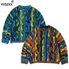 Heavy Industry Striped Knitted Sweater Ethnic Style Fashion Colorful Splicing Sweater Mens Pullover Sweater 1
