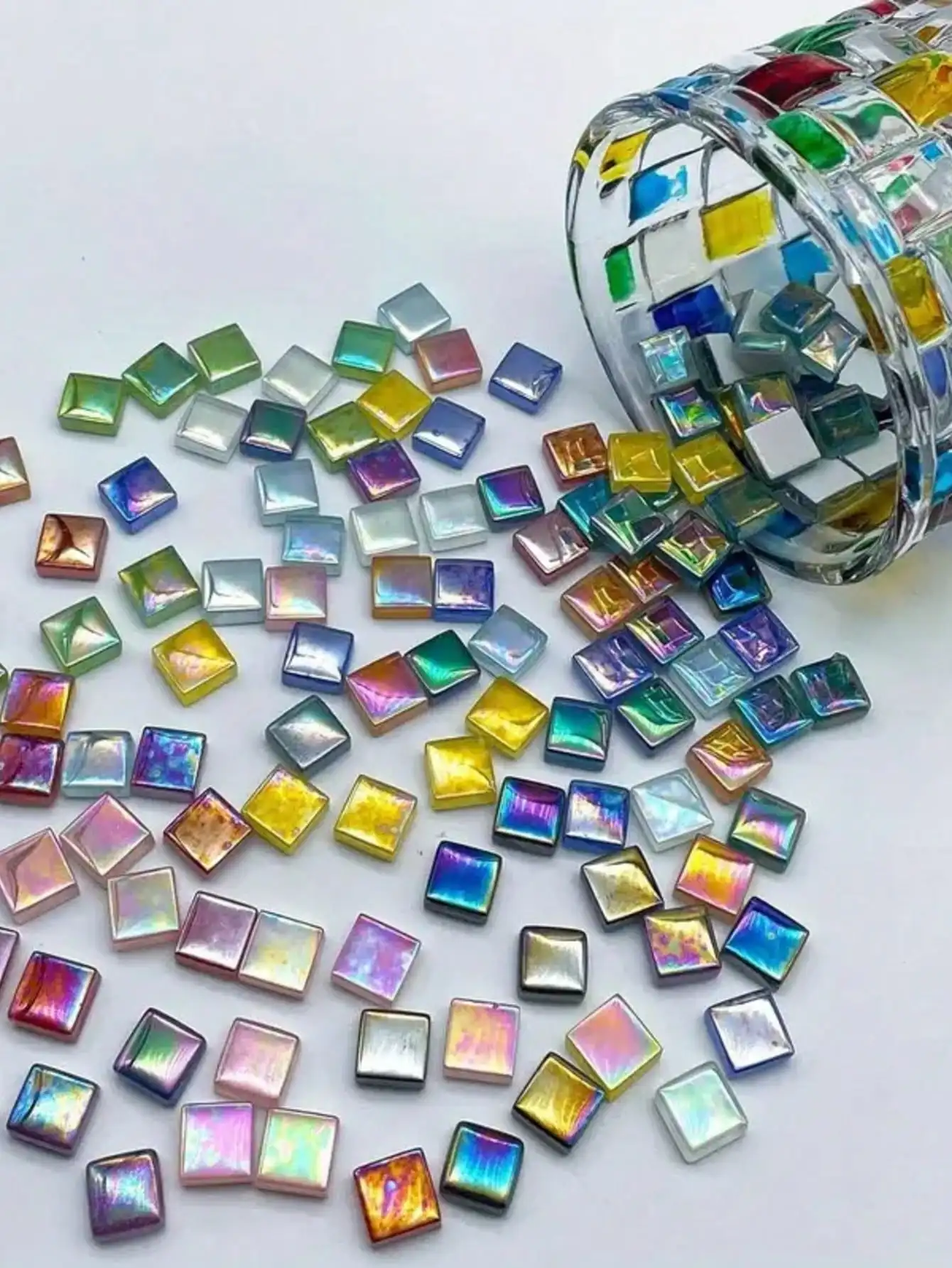 Crystal Mosaics Supplies Glass Mosaic Tiles DIY Mosaic Supplies 100pcs Rainbow Glass Mosaic Tiles for DIY Crafts and Handmade Projects Crystal Creative Materials Art Stone