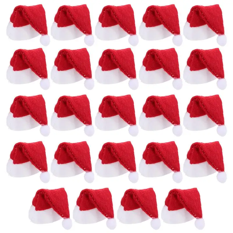 Lollipop Christmas Hat Small Mini Candy Santa Claus Caps 24pcs Party Accessories Christmas Decorations Lollipop Santa Hats