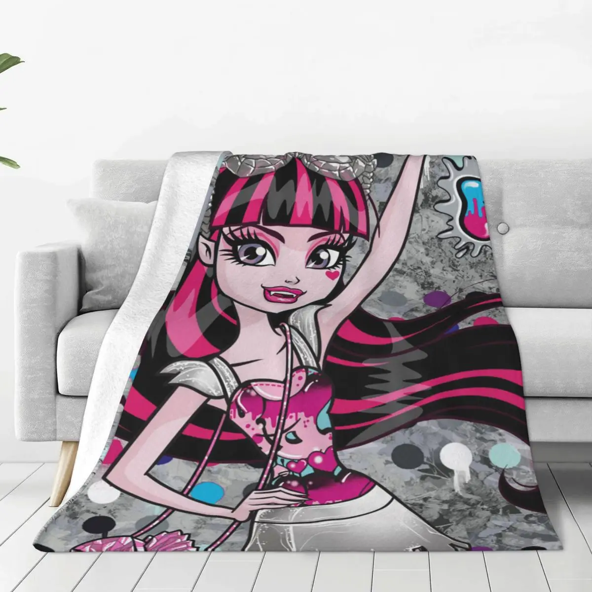 Kawaii Draculaura Coperta Lavorata A Maglia Monster High Plush Throw Coperta Divano Letto Personalizzato Leggero Bedsprea