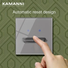 

FLKL 220V New Luxury Light Switch General Standard Crystal Tempered Glass Paddle Reset Switchs Grey Push Botton Wall Switches