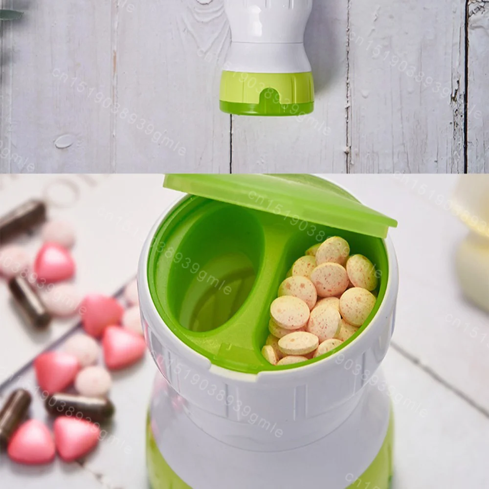 3 In 1Ceramic Heart Grind and Pulverize Pills and Tablets To Fine Powder Pill Grinder Crusher Grinder with Pill Box Container