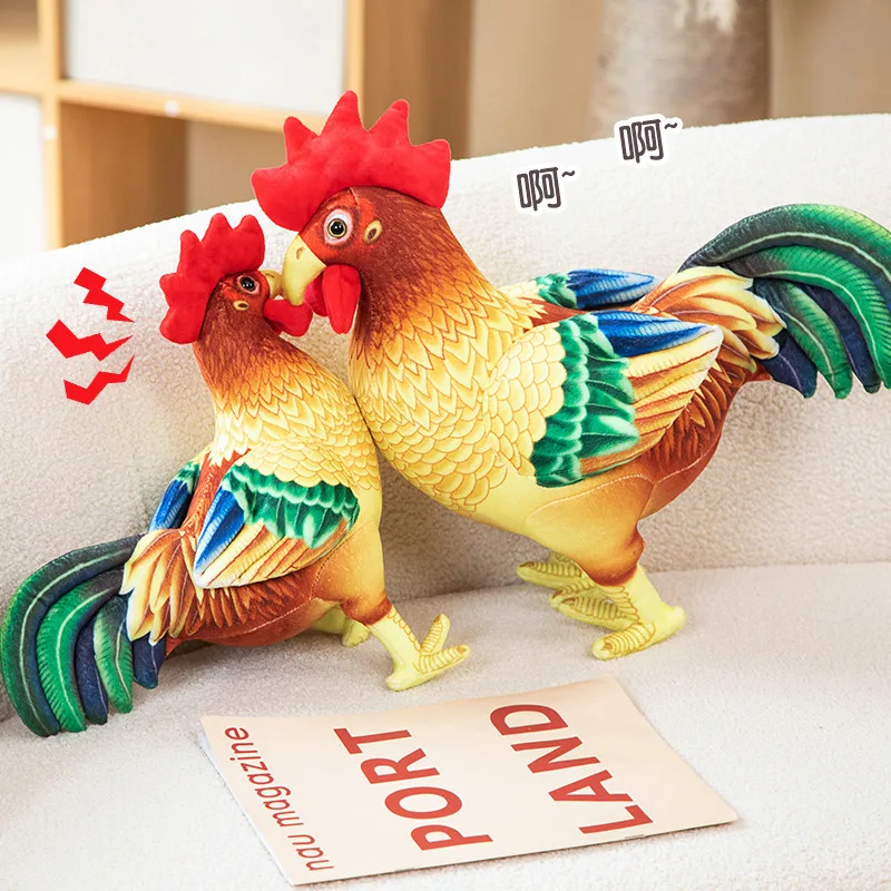 Hot 1pc 34/44cm Simulation Rooster Plush Doll Pillow Red Standing Realistic Chicken Toy Home Decoration Gift For Boys And Girls