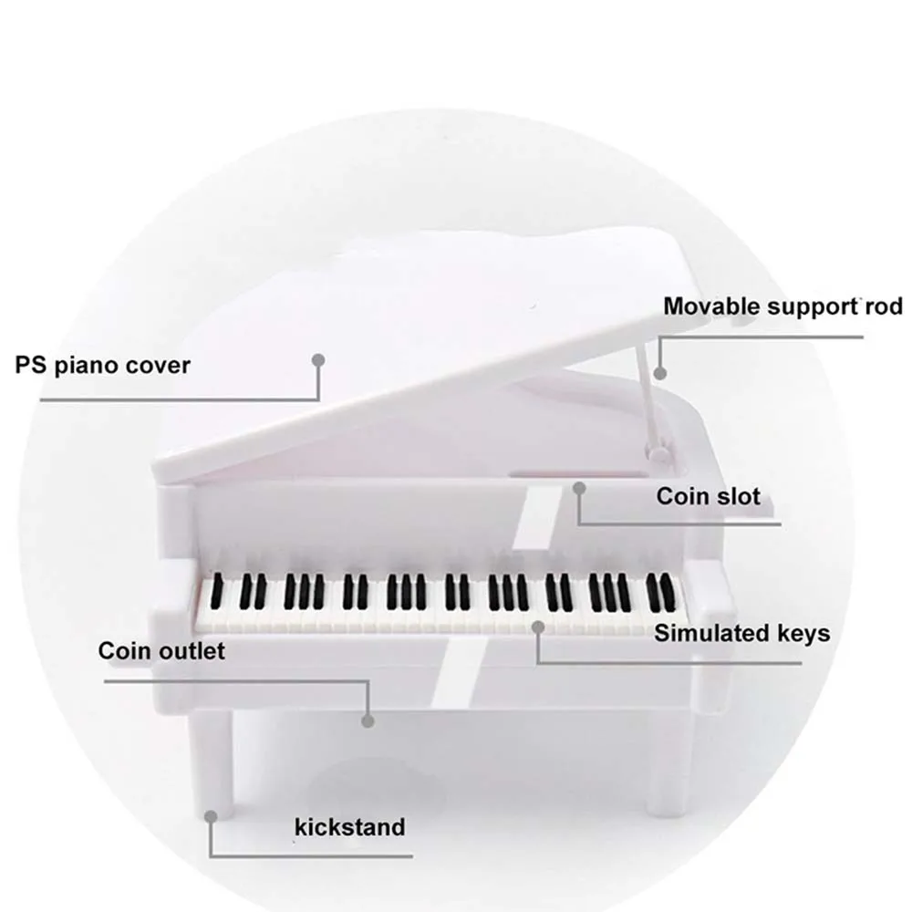 Cute Piggy Bank Coins Cash Storage Box Piano Shape Money Box Safe Deposit Box for Kids Birthday Gift Living Room Ornaments 5
