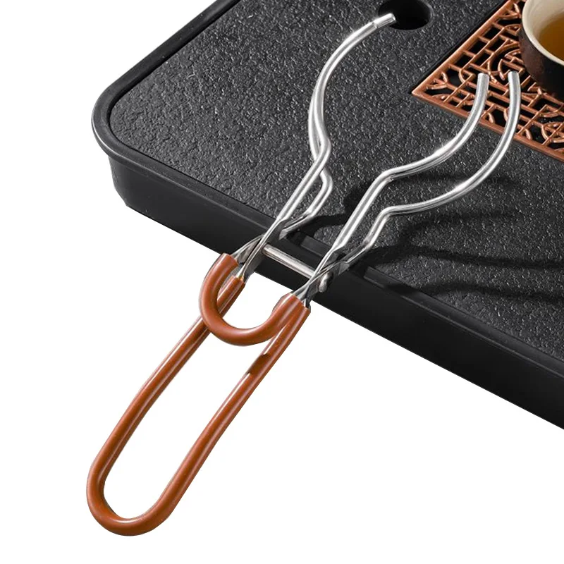 New Portable Stainless Steel Anti-scalding Cup Clamp Home Tea Brewing Assistant Stable Tea Cup Kung Fu Set Accessories