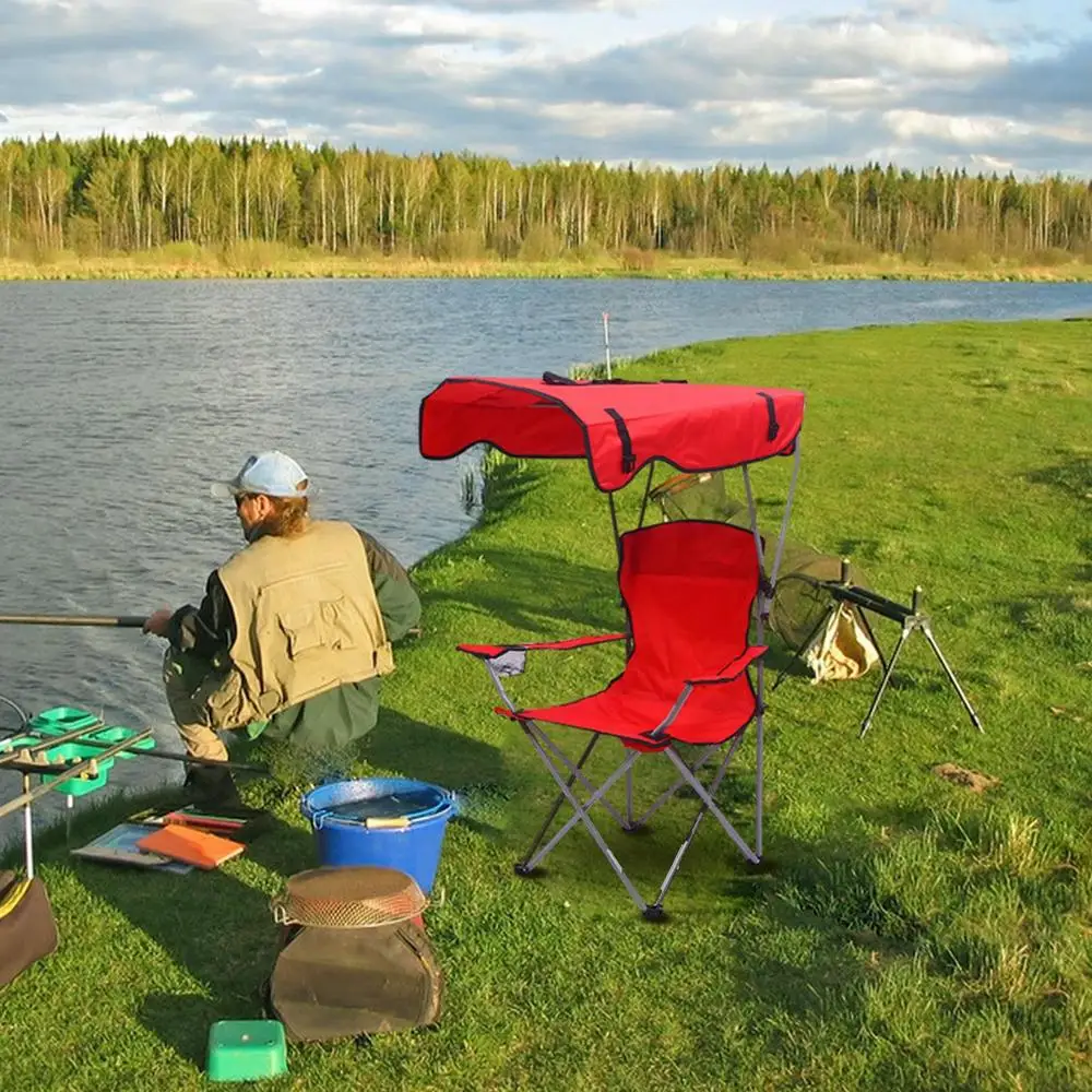 Folding Camping Chair Casual Sun Protection Beach Chair With Canopy Armrests Portable Recliner Chair For Camping Picnic Fishing 10 Folding Camping Chair Casual Sun Protection Beach Chair With Canopy Armrests Portable Recliner Chair For Camping Picnic Fishing 4