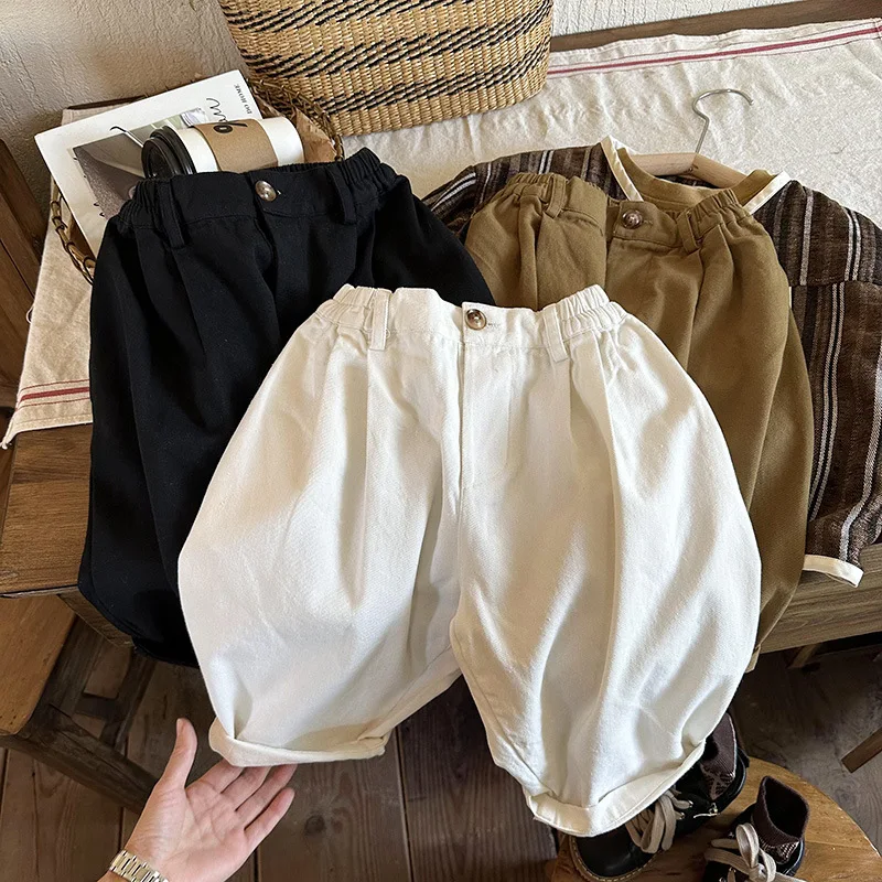 

Autumn New Children Loose Harem Pants Fashion Baby Girls Boys Simple Versatile Trousers Solid Casual Cargo Pants Kids Clothes