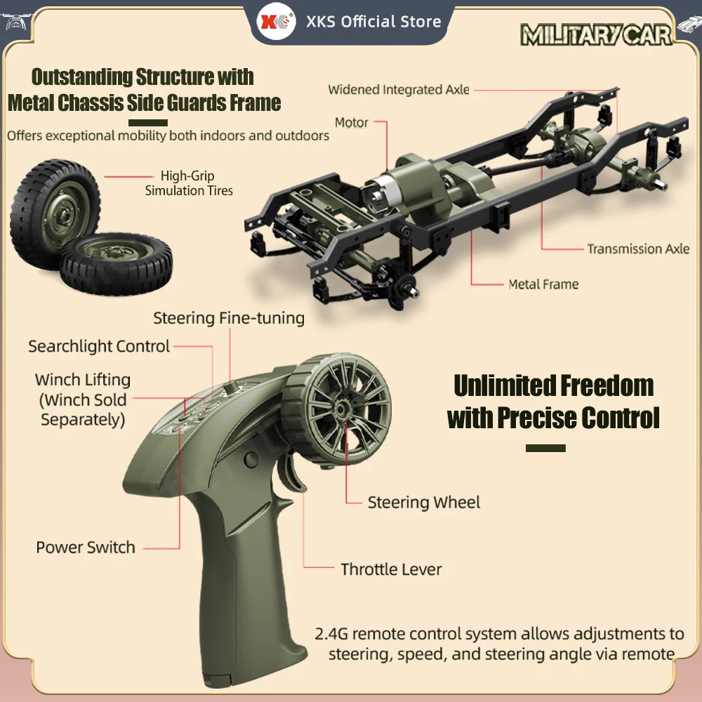 JJRC C8815 1/10 Rc Car 1941 MB Scaler Willys Jeep 2.4g 4wd RTR Crawler Climbing Military RC Truck Offroad Vehicle Adult Kids Toy 4