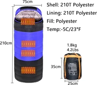 Hiver -5 ℃   Sac de couchage chauffant USB portable adulte électrique thermique chaud 4 saisons Camping en plein air randonnée voyage (sans batterie externe 3