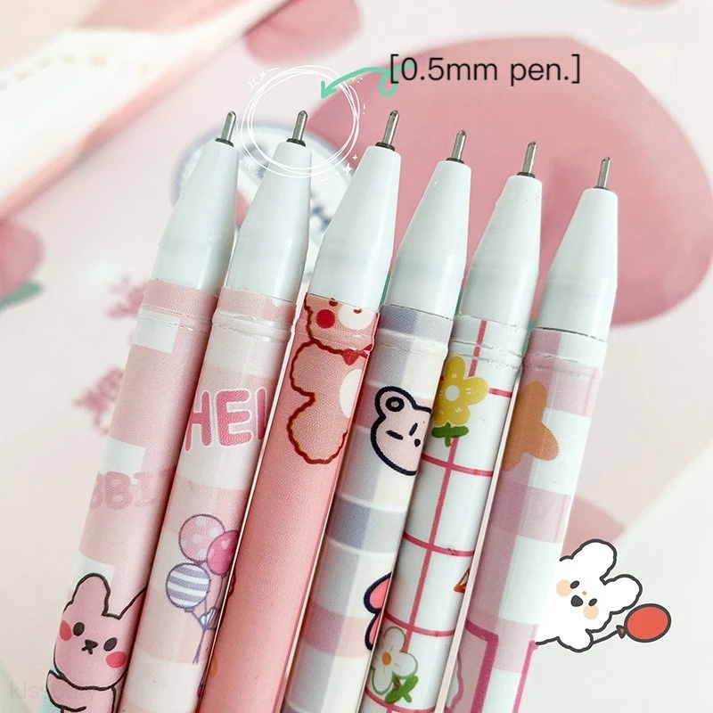 STYLO,6Pcs-Bleu--Stylos Effaçables Kawaii, Papeterie, Accessoires