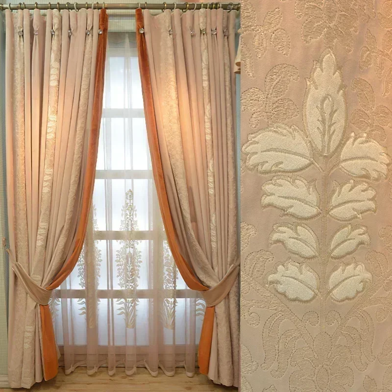 2025 luxury Splicing Chenille beautiful American Luxurious French Curtains for Living Room Bedroom Neo-Classical Velvet Curtains 5