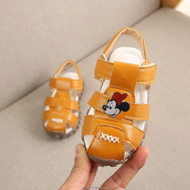 Disney sandalias de Mickey Mouse para bebé, zapatos de suave para bebé, zapatos antipatadas de playa para niña, zapatos de princesa de Minnie| | - AliExpress