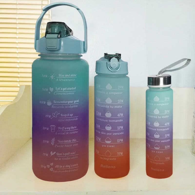 Sports Water Bottle Large Capacity Plastic Cup Portable Outdoor Travel Gym Fitness Cup 3 Pcs