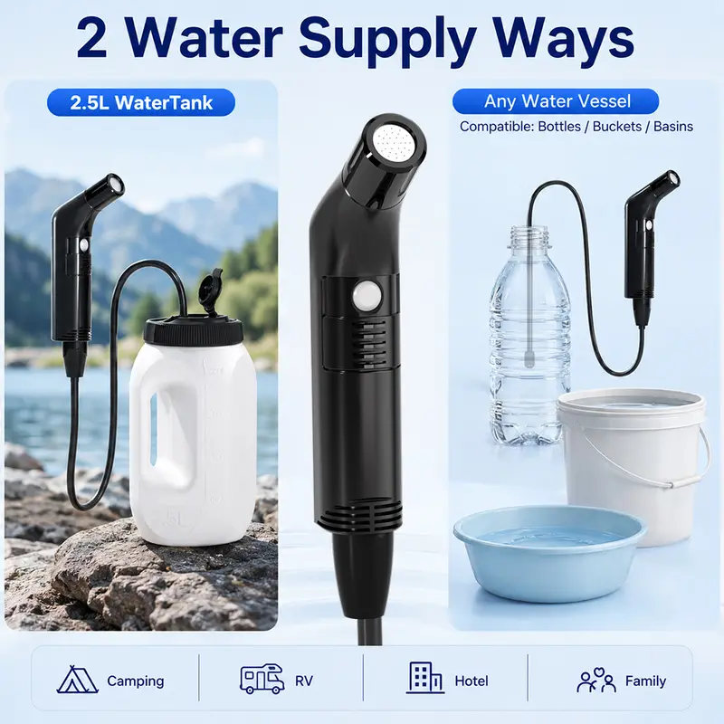 2.5L Portable Electric Bidet Rechargeable Shataf Hand Bidet Butt Sprayer for Personal Hygiene Cleaning Travel Camping Bidet - Image 5