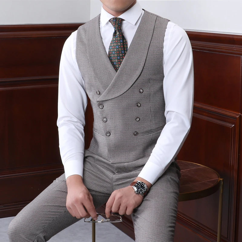 chaleco-de-traje-de-pata-de-gallo-gris-para-hombre-cuello-de-solapa