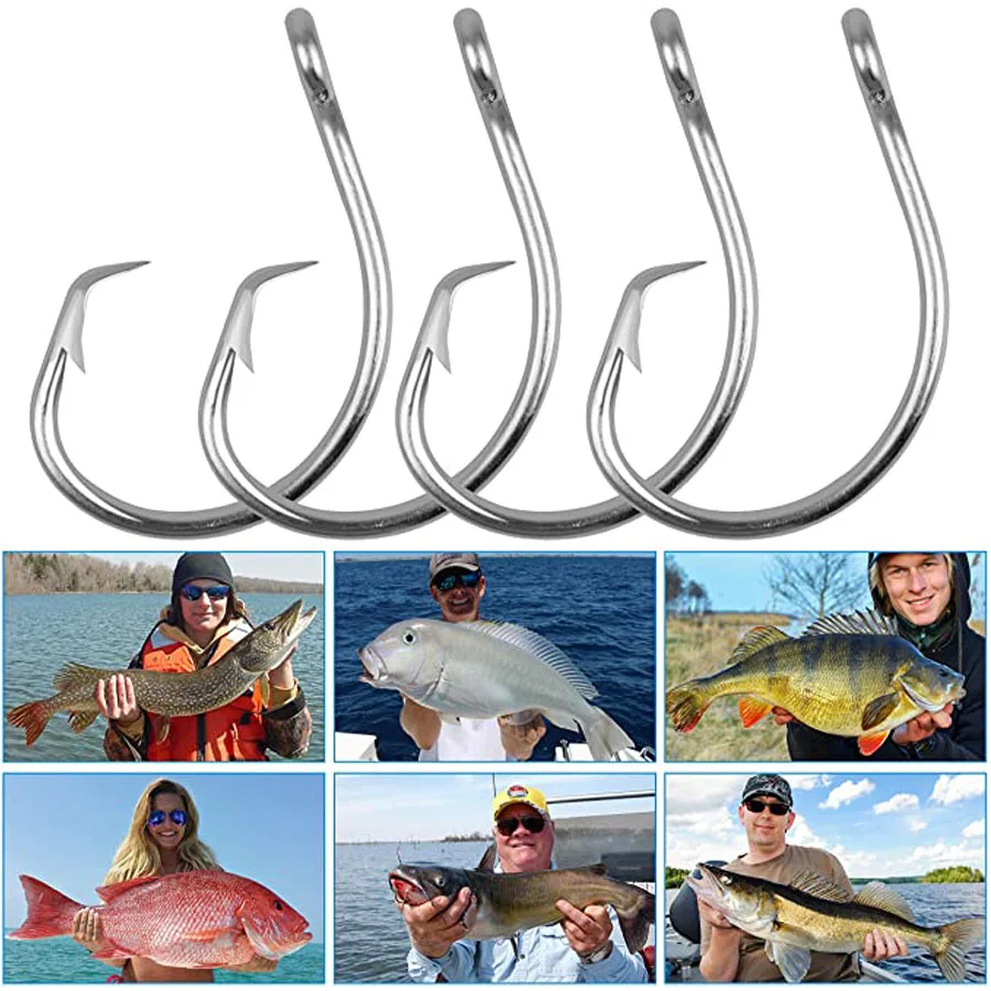 Stainless steel hook for saltwater fishing, set of 25 parts, round hook,  for tuna, big game, 6/0 #-16/0 #, 39950ss