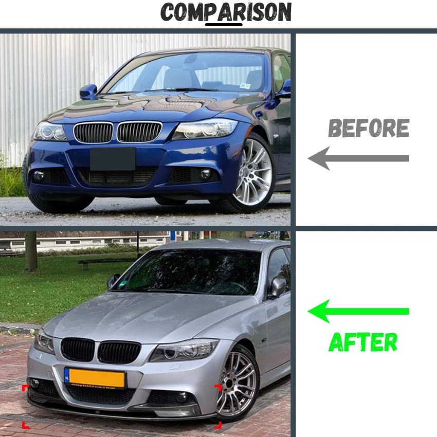 BMW 3 시리즈 E90 E91 LCI M 스포츠 2009 2010 2011 2012 튜닝 카나드 립 디퓨저용 프론트 범퍼 립 스포일러 스플리터