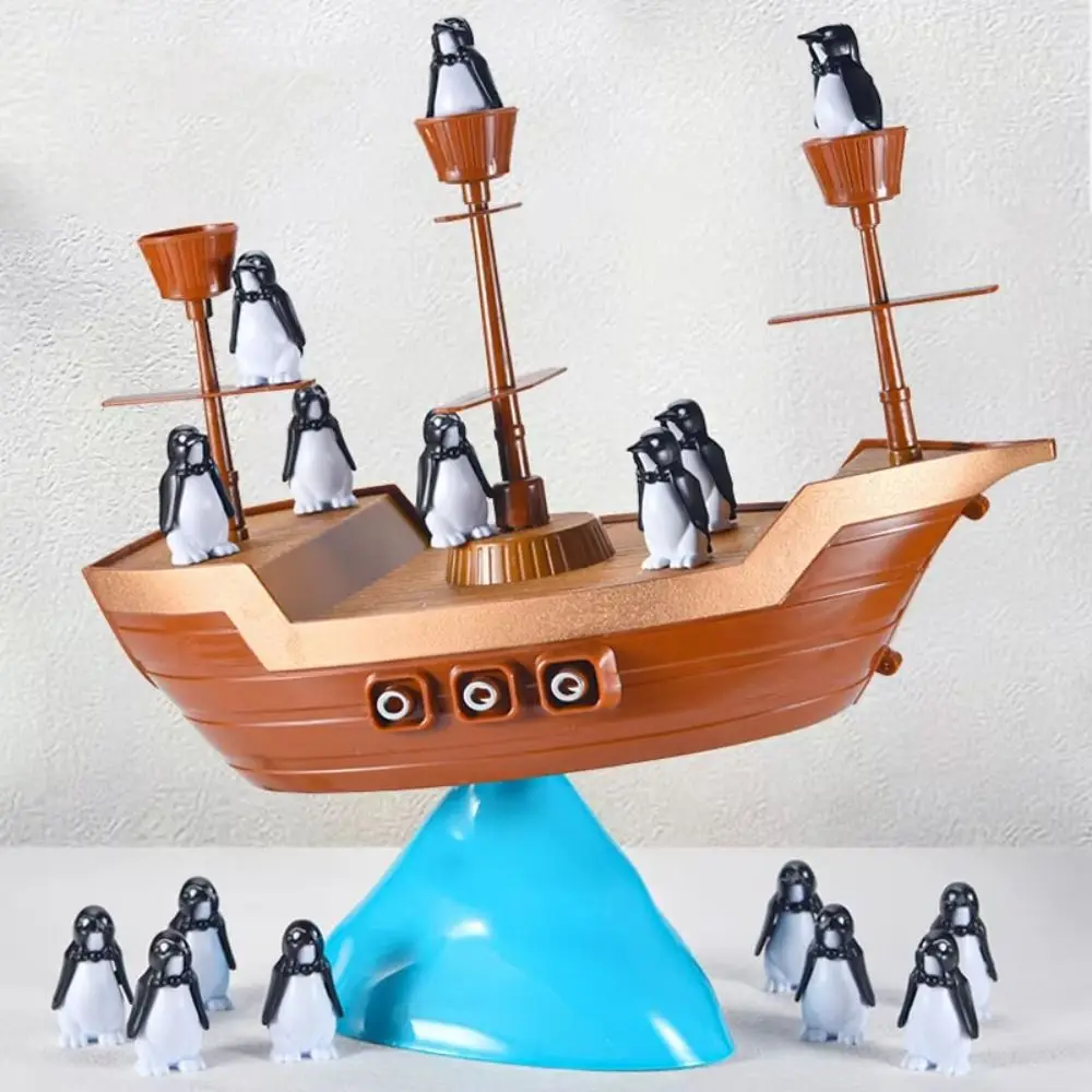 1 set Educational Penguin Pirate Ship Balance Game Interactive Learning Pirate Boat Game Toy Stackable Parent-child