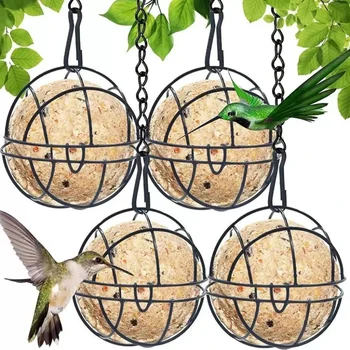 Metal Suet Ball Bird Feeder with Hanging Chain Squirrel Proof Outdoor Garden Birds Hummingbird Feeders Ball Shape Grass Feeder - Image 3
