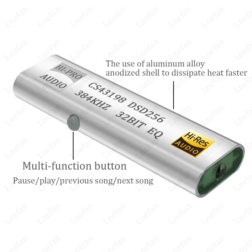 USB C To 3.5mm Headphone Amplifier DAC CS43198 Dongle 384KHz DSD256 Decoding HiFi Audio Amp Support EQ Tuning Type-c Adapter