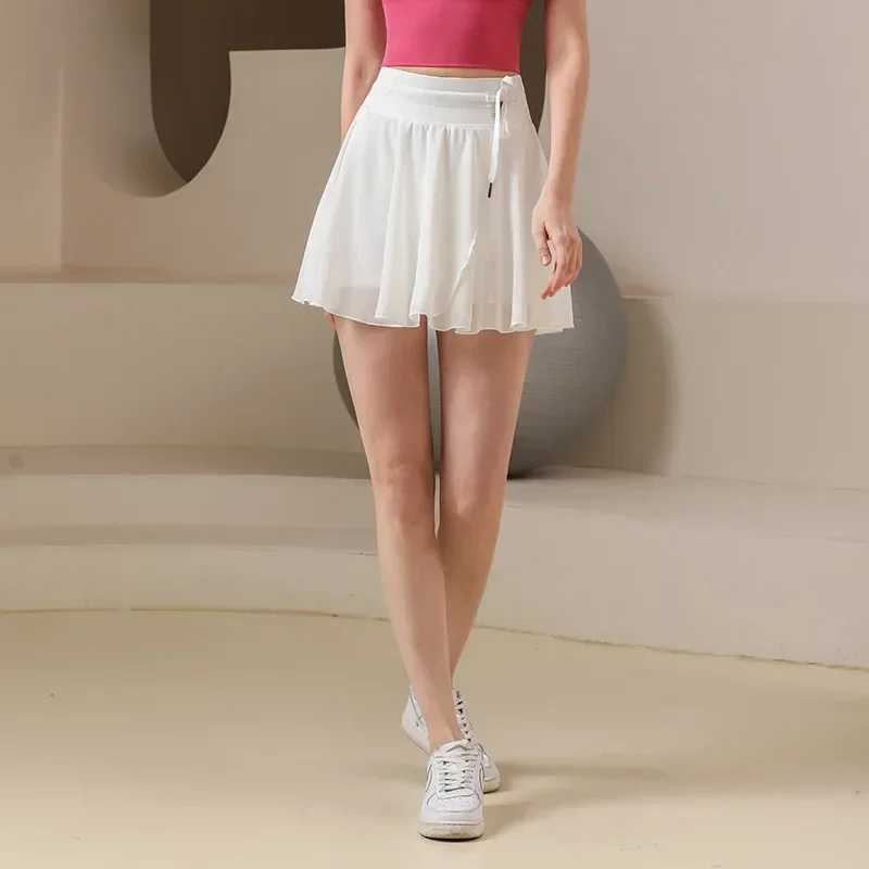 Summer Quick Drying Permeability Tulle Pleated Tennis Skirts Outdoor Workout Sportswear Fashions Light Short Skirt with Liner