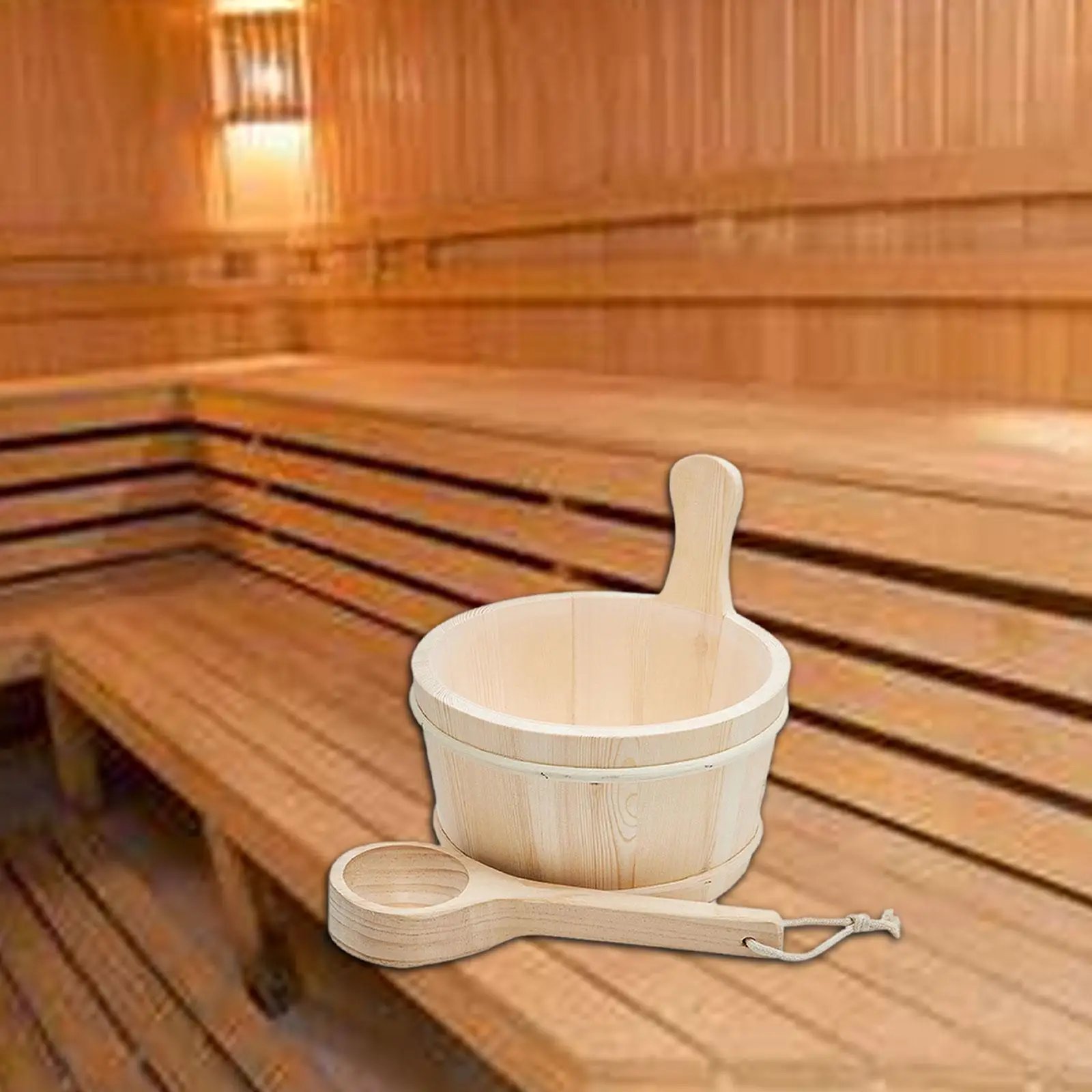 Sauna Bucket and Ladle Water Bucket Versatile Sturdy with Handle Accessories Set for Steam Room SPA Centers Winter Houses