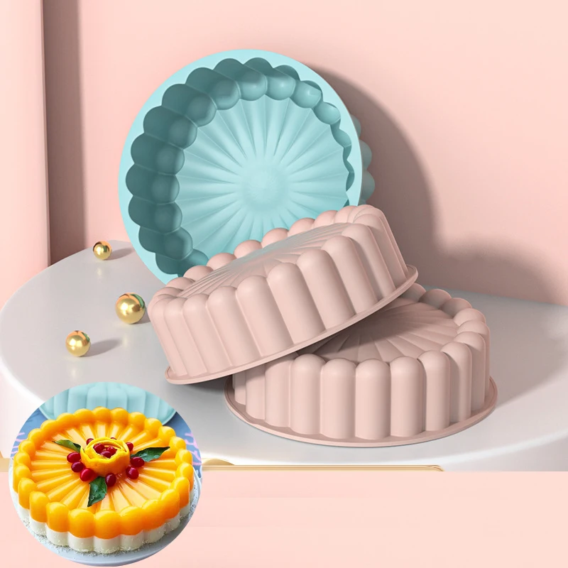 Girassol redondo modo de bolo de silicone morango shortcake torta pão  assadeira charlotte bolo maker pan 3 cores