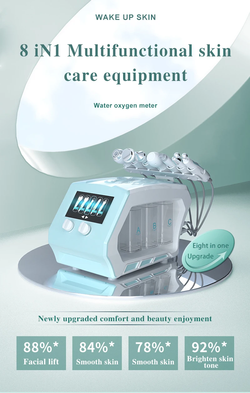 8 in 1 Facial Hydro Cleaning Device Microdermabrasion Aqua Skin Lifting Oxygen Peeling Portable for Beauty Salon