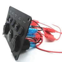 Panneau de prise de chargeur double USB étanche 12V-24V, avec voltmètre numérique LED, interrupteur à bascule marche/arrêt pour voiture, bateau, camion marin 5