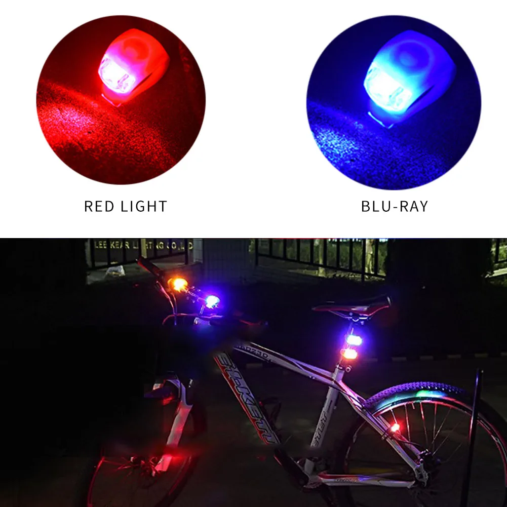  Malker Juego de luces LED de silicona delanteras y traseras  para bicicleta, faros delanteros y traseros, impermeables y de seguridad  para carretera, luces de bicicleta de montaña, baterías incluidas (2  unidades