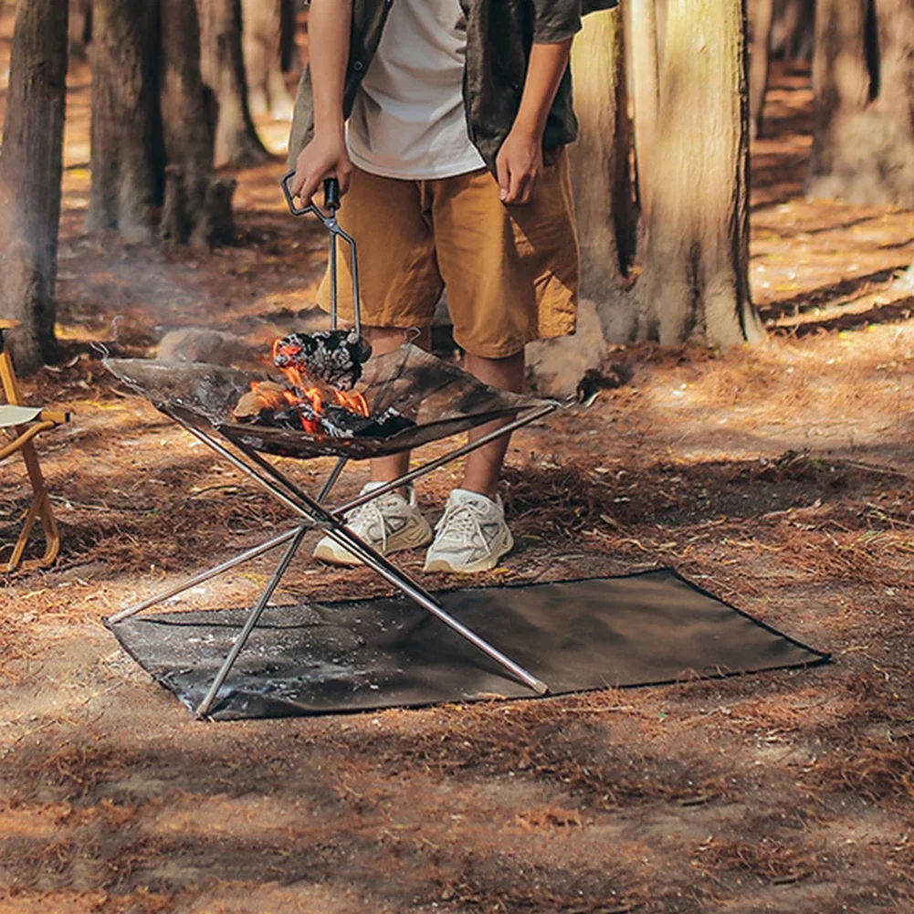 Flame Retardant Mat Fireproof Grill Pad Heat Insulation Easy To Clean High Temperature for Outdoor Camping for Ground Deck Lawn