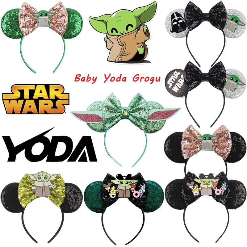 Disney Mandalorian Baby Master Yoda Headbands for Girls STAR WARS Ears Head Band Kids Grogu Hair Accessories Women Festival Gift головотряс funko star wars mandalorian