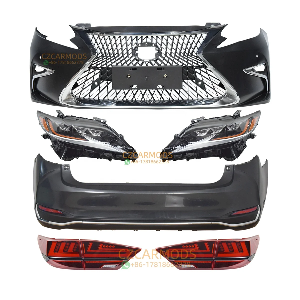 

Car Body Kits for LEXUS ES 250 ES300h ES350 2012 2013-2018 Upgrade LS Front Bumper Triple LED Headlights Rear Bumper Tail Lights