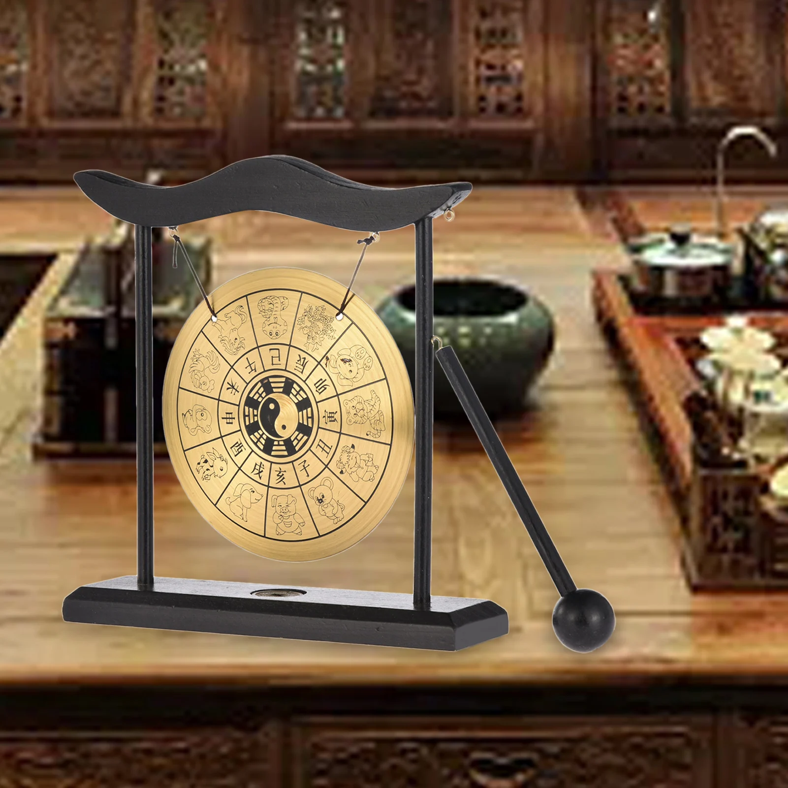 Gong Percussion Instruments Easy To Maintain Mini Gong With Mallet And Stand Agreeable Sound Healing Instruments Wind