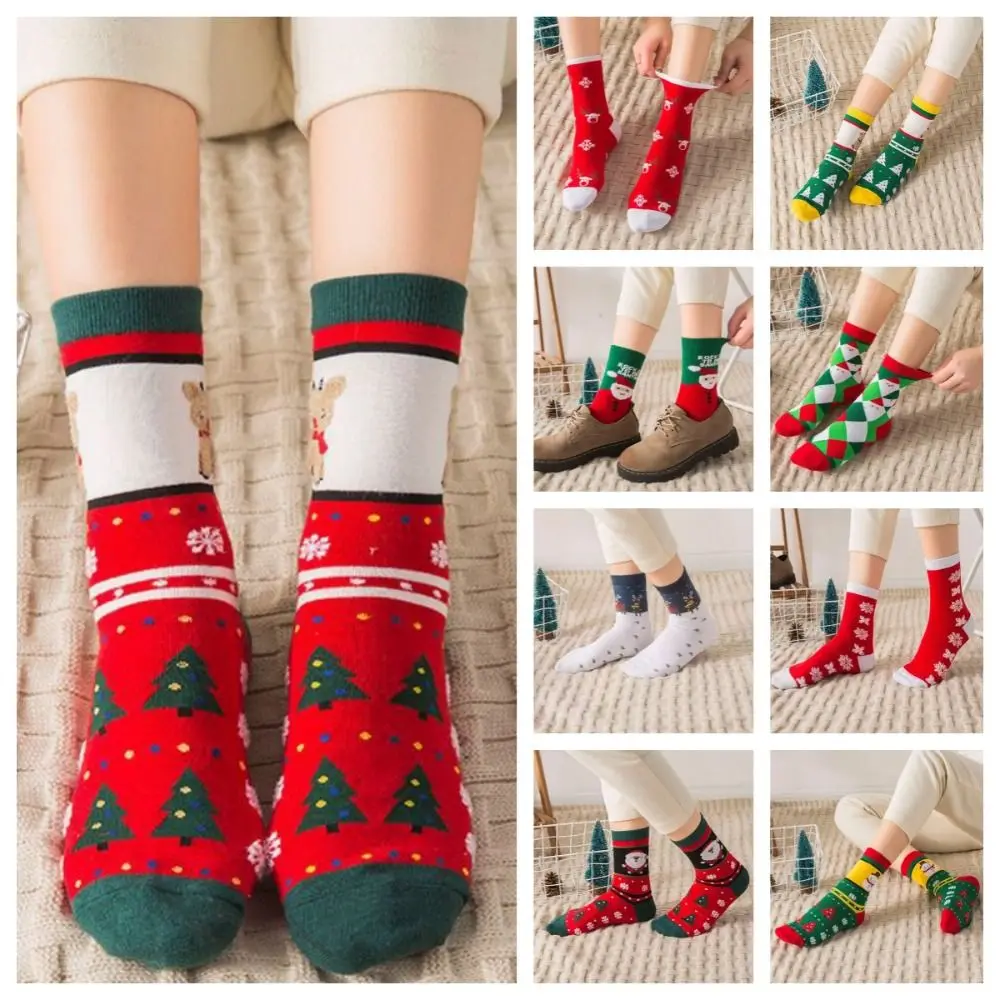 

Elk Christmas Socks Gift Cotton Thickened Christmas Tree Socks Snow Crew Socks Santa Claus Socks Ladies