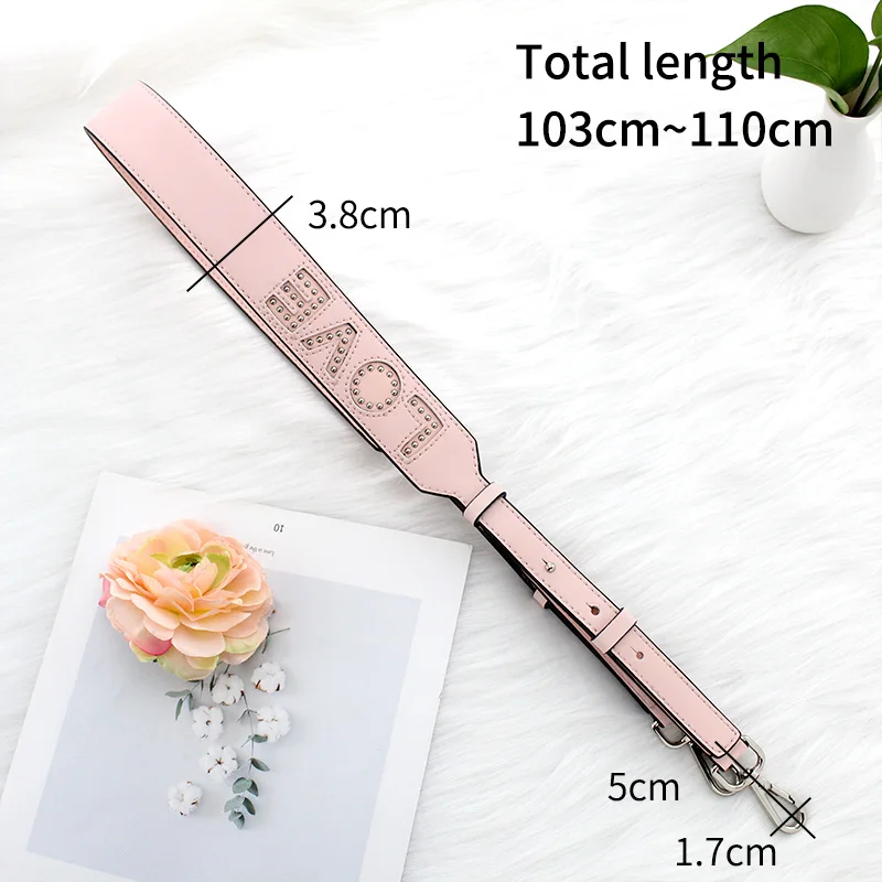 TINBERON LOVE Heart Rivet Wide Shoulder Bag Strap Cowhide Adjustable Bag Strap Handbag Handle Belt Strap Bag Part & Accessories
