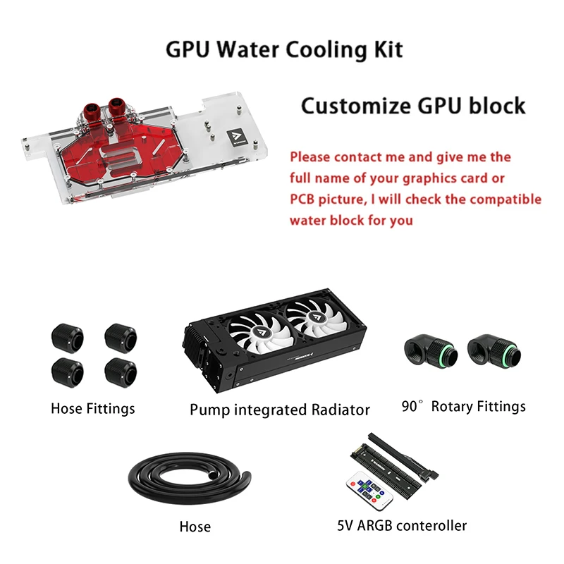 Barrow Water Cooler Kit Active Backplate Pump Integrated Radiator+3080/