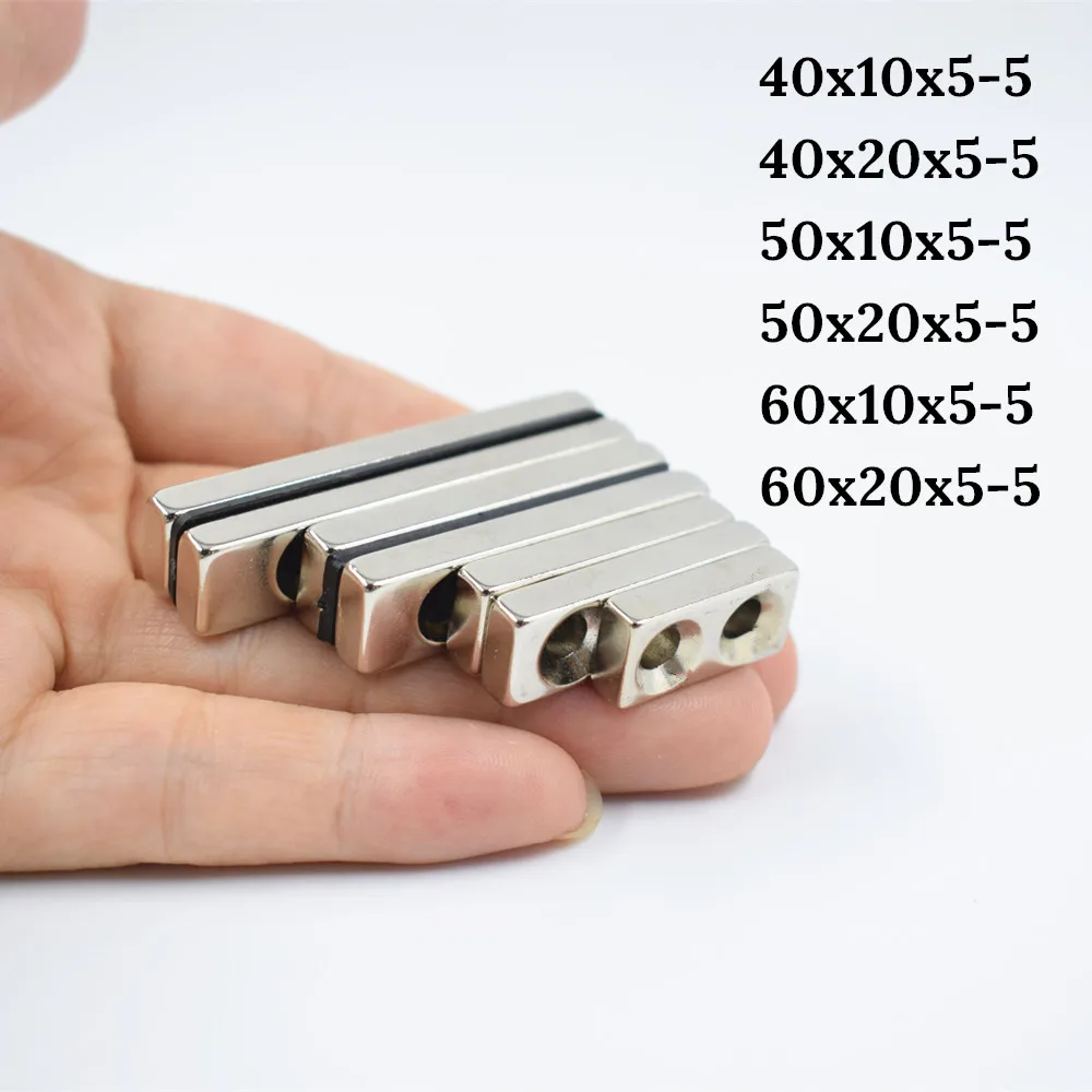 

Сильный неодимовый магнит, конструкция с двумя отверстиями, прямоугольные магниты для холодильника, магнитное оборудование, аксессуары, 2 шт.