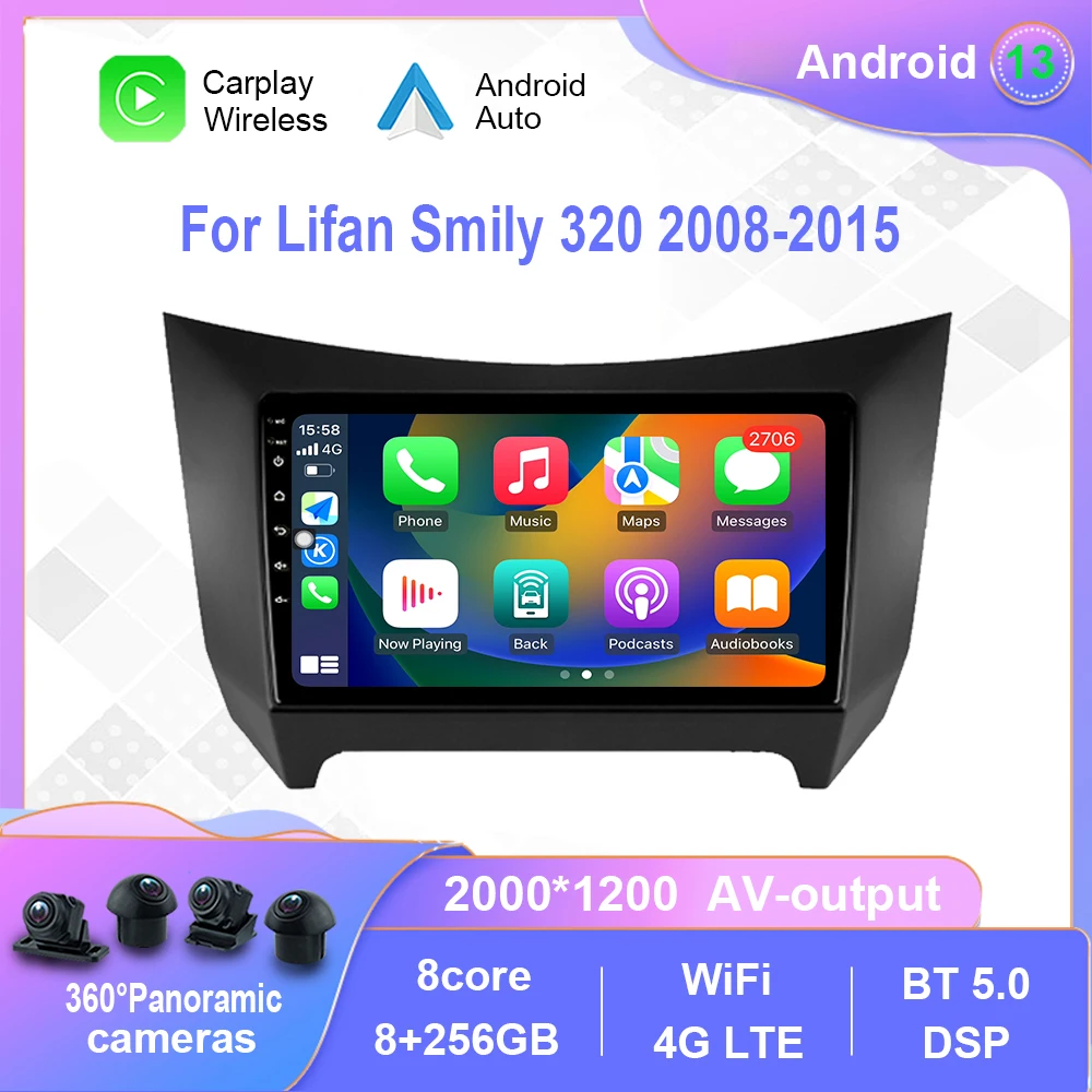 

Android 12.0 For Lifan Smily 320 2008-2015 Car Radio Multimedia Video Player Navigation stereo GPS Carplay No 2din 2 din dvd