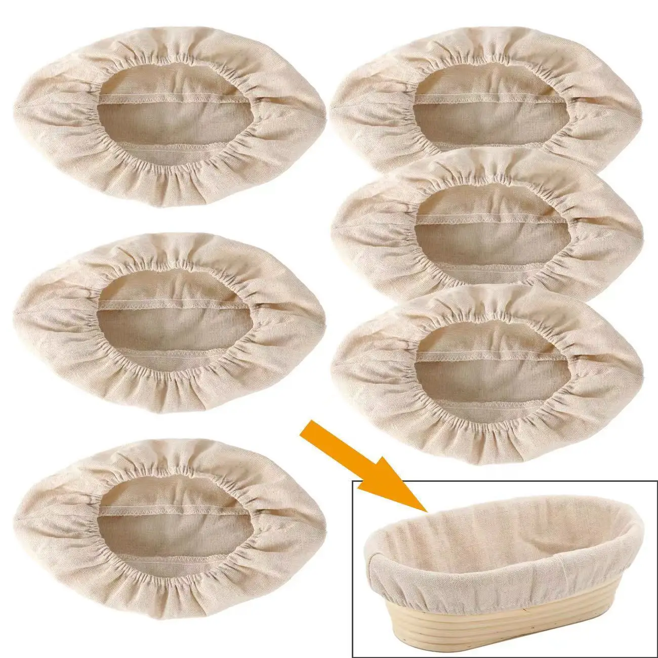 Kitchen Tool Oval/Round Bread Fermentation Basket Cloth Lining Dough Basket Cover Home Bread Dough Fermentation Baking Tools 1Pc