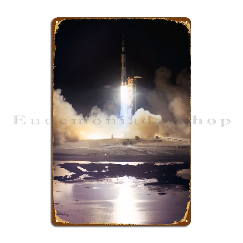 Saturn V Rocket Launch 3 Metal Platform Poster Cinema Cinema Bar Cave Design Garage Tin Sign Poster
