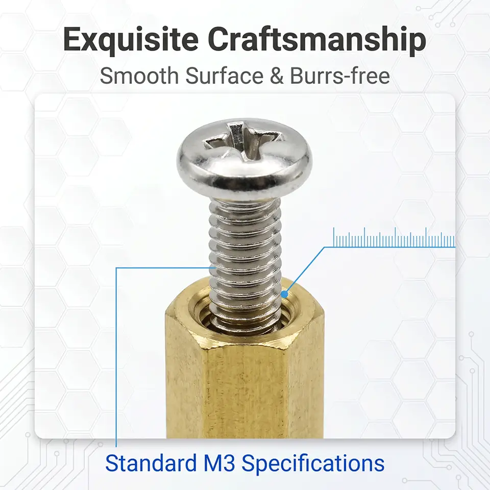 120pcs M3 Male Female Brass Hex Column Standoffs PCB Board Spacer Pillar with M3 Screw Nut for Electronic Components image 3