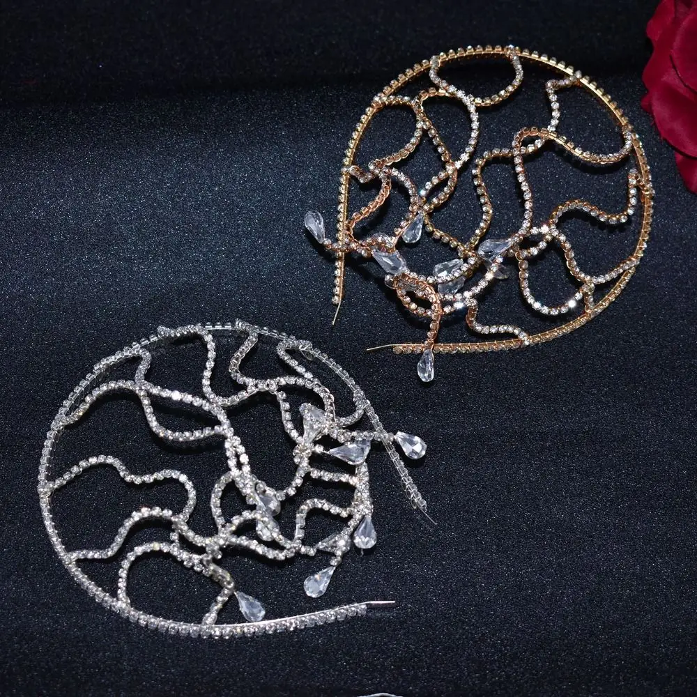 Snake Bend Rhinestone Headband Alloy Masquerade Jewelry Crystal Tiara Carnival Costume Props Hair Accessories Bride Crown new jewellery metal frame display tray jewellery look at the pallet jewelry look at the goods props tray can be customized