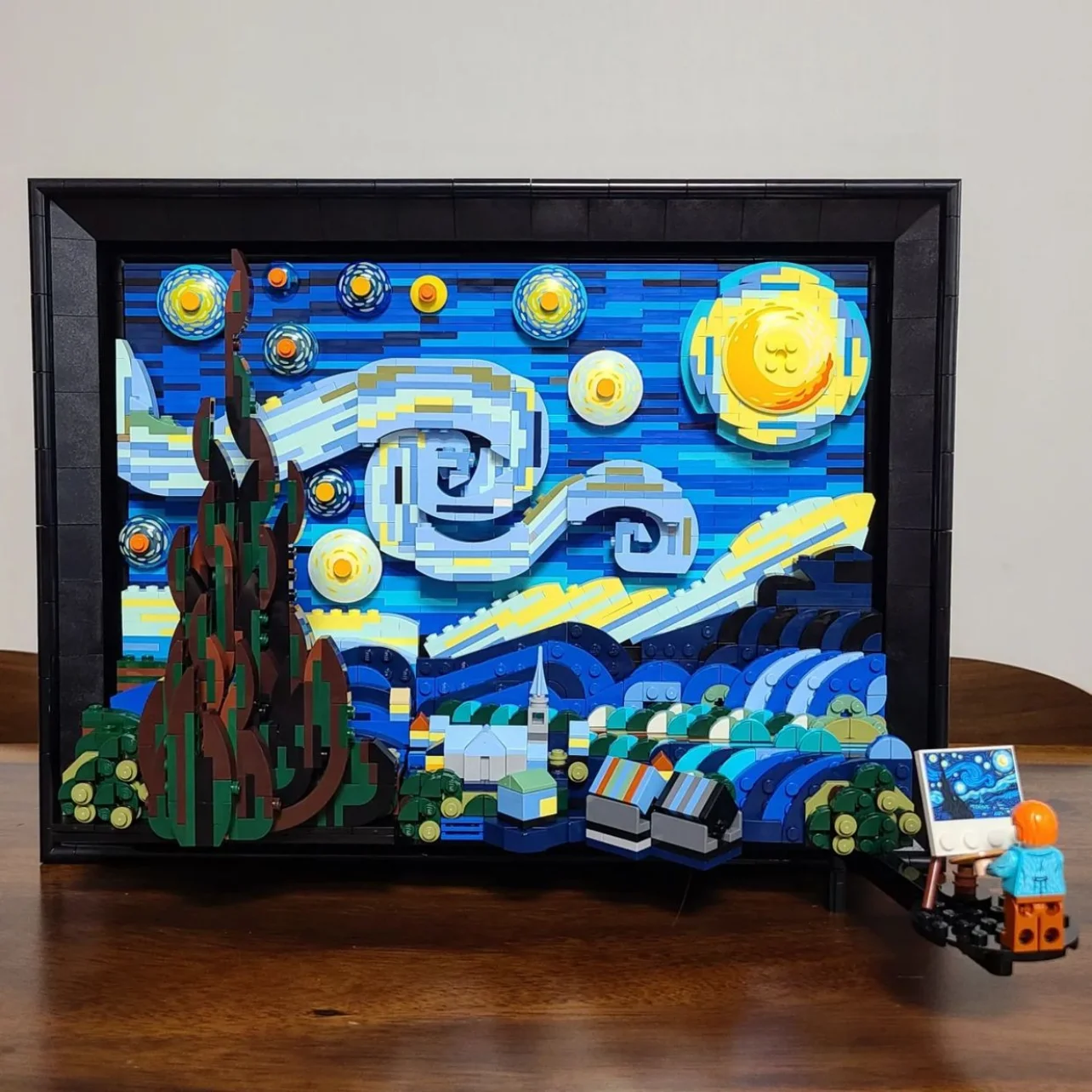 

Van Gogh Starry Sky Night Building Blocks MOC 21333 Famous Painting Moon Night Bricks Home Decoration Assembling Toys Kids Gift